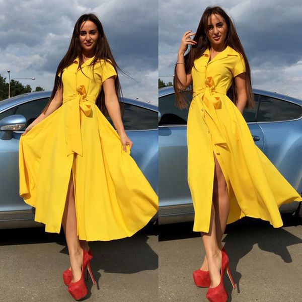 casual dresses summer short sleeve solid slash empire a-line elegant office lady turn-down collar mid-calf female, Black;gray
casual dresses summer short sleeve solid slash empire a-line elegant office lady turn-down collar mid-calf female, Black;gray