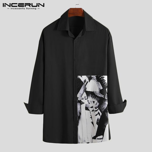 2020 new fashion men shirt turn-down collar streetwear long sleeve printing casual korean shirts men loose brand camisa incerun, White;black
2020 new fashion men shirt turn-down collar streetwear long sleeve printing casual korean shirts men loose brand camisa incerun, White;black