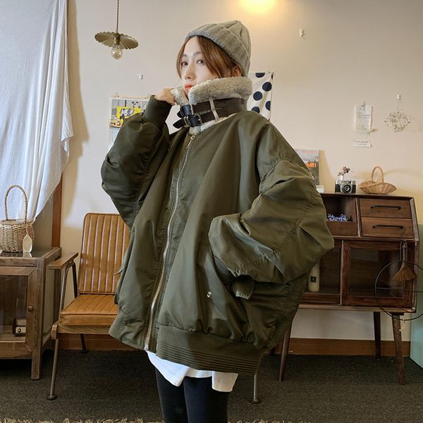 2019 new style imitation lambhair bf wind thickening loose stand collar couple long sleeve cotton coat women's wear, Black
2019 new style imitation lambhair bf wind thickening loose stand collar couple long sleeve cotton coat women's wear, Black