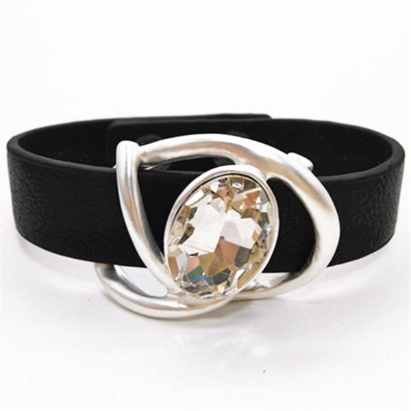 big crystal geometric metal statement shinning fashion girl black leather bracelets women female party jewelry gift, White
big crystal geometric metal statement shinning fashion girl black leather bracelets women female party jewelry gift, White