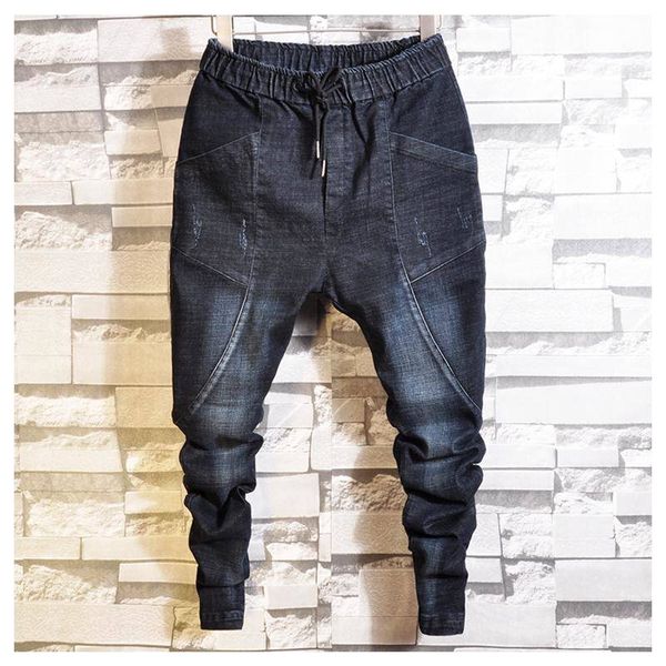 idopy fashion mens trend stretchy harem jeans drawstring comfy ripped distressed patchwork cuffed denim joggers for male, Blue
idopy fashion mens trend stretchy harem jeans drawstring comfy ripped distressed patchwork cuffed denim joggers for male, Blue