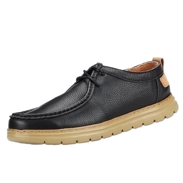 men genuine leather lace-up casual shoes mens breathable soft bottom middle-aged mens shoes men spring, Black
men genuine leather lace-up casual shoes mens breathable soft bottom middle-aged mens shoes men spring, Black