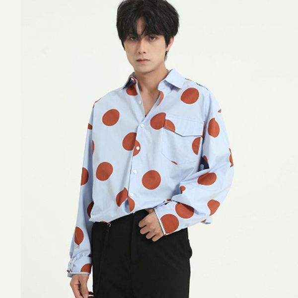 men dots loose casual long sleeve shirts male high street hip hop vintage fashion dress shirts japan korea style, White;black
men dots loose casual long sleeve shirts male high street hip hop vintage fashion dress shirts japan korea style, White;black