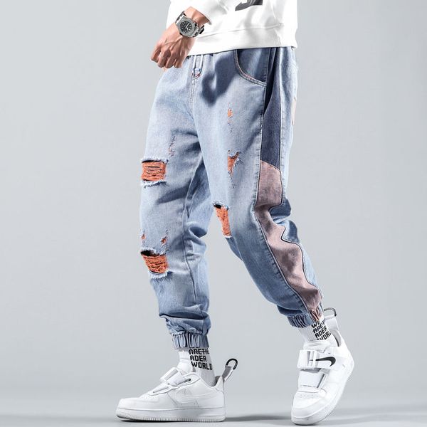 men's jeans fashion mens loose jean harem ripped unique hip hop clothing quality outwear cuffed denim pants for male, Blue
men's jeans fashion mens loose jean harem ripped unique hip hop clothing quality outwear cuffed denim pants for male, Blue
