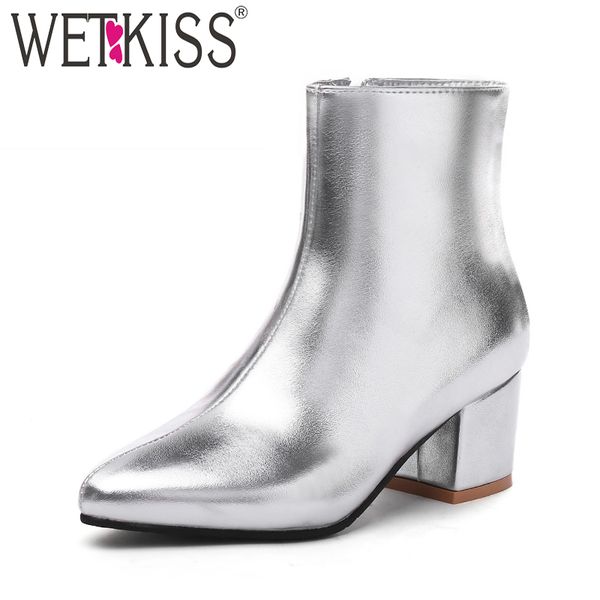 wetkiss winter thick high heels women boots pointed toe zip footwear female boot mirror pu shoes woman 2019 new plus size 32-45, Black
wetkiss winter thick high heels women boots pointed toe zip footwear female boot mirror pu shoes woman 2019 new plus size 32-45, Black