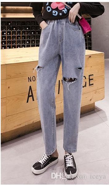 a new collection of ripped, baggy, high-waisted jeans for fall/winter 2019 can be worn with korean plus-size women's pants with small f, Blue
a new collection of ripped, baggy, high-waisted jeans for fall/winter 2019 can be worn with korean plus-size women's pants with small f, Blue