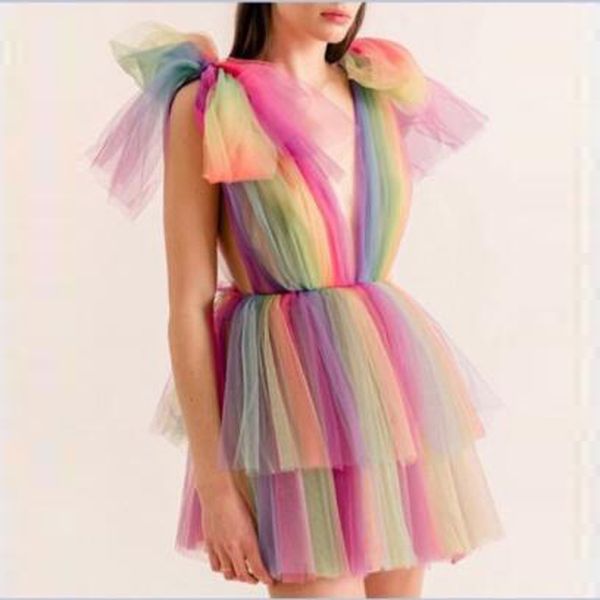 colorful mini prom dresses v neck mixed color tulle cocktail dress rainbow above knee formal party gowns 2019, White;black
colorful mini prom dresses v neck mixed color tulle cocktail dress rainbow above knee formal party gowns 2019, White;black