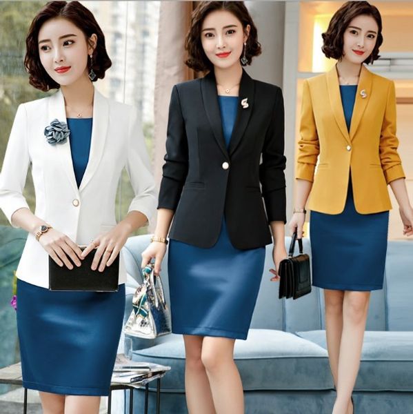 womens office wear dresses suit for women plus size 2 piece dress suit set ladies bodycon dress with jacket black white yellow, White;black 
womens office wear dresses suit for women plus size 2 piece dress suit set ladies bodycon dress with jacket black white yellow, White;black