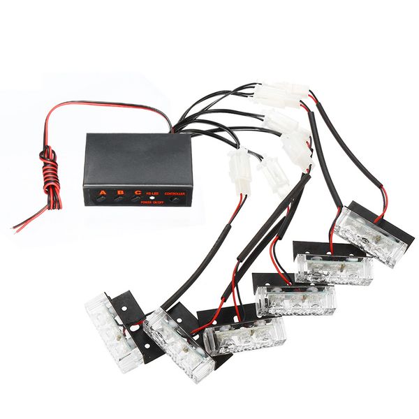 6x 3 led red+blue car dash light flashing emergency warning lights vs998