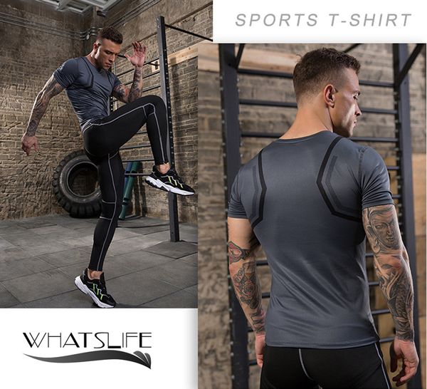 t shirt men short sleeve quick dry polyester round neck t-shirt gym men t shirts