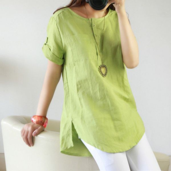 women shirts woman clothes short sleeve loose cotton linen female blouse clothing, White
women shirts woman clothes short sleeve loose cotton linen female blouse clothing, White