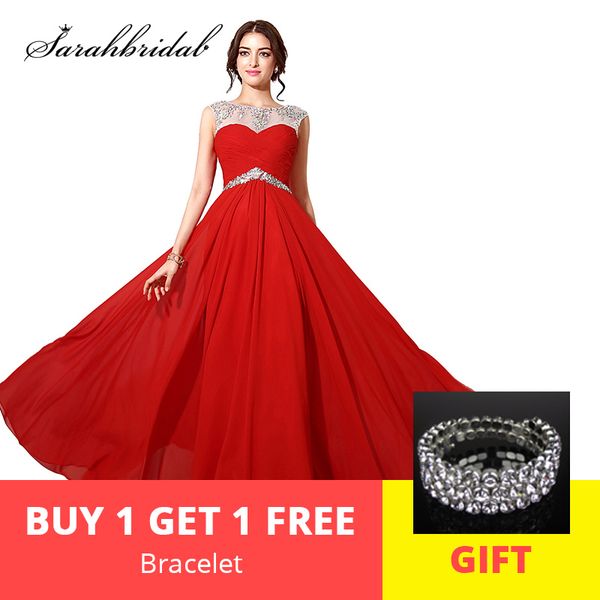 red long prom dresses chiffon luxury crystal sheer neck a-line beaded empire long pleats prom gowns backless floor length sd196, White;black
red long prom dresses chiffon luxury crystal sheer neck a-line beaded empire long pleats prom gowns backless floor length sd196, White;black
