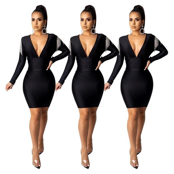 diamonds tassel mini dress women deep v neck long sleeve bodycon dress club night club party dresses, Black;gray
diamonds tassel mini dress women deep v neck long sleeve bodycon dress club night club party dresses, Black;gray