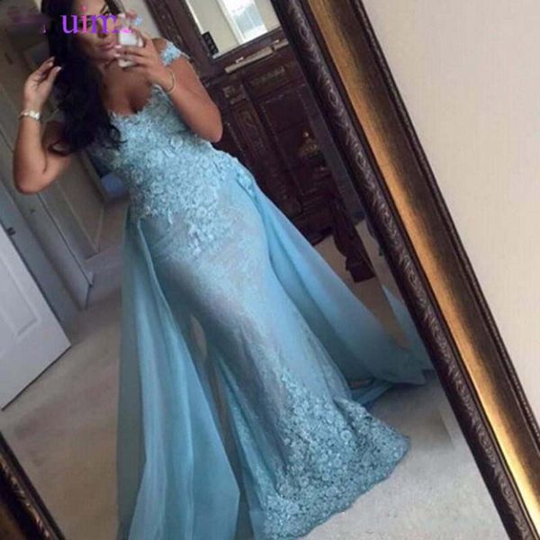 sky blue removable train 2019 vestido de festa mermaid prom dresses appliques beaded elegant long party gowns, Black
sky blue removable train 2019 vestido de festa mermaid prom dresses appliques beaded elegant long party gowns, Black