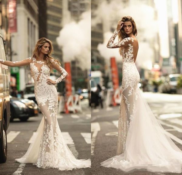 style illusion lace wedding dress see through bodice open v back mermaid sweep trail 2019 modern bridal gowns custom size, White
style illusion lace wedding dress see through bodice open v back mermaid sweep trail 2019 modern bridal gowns custom size, White