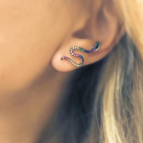 fashion elegant earrings for women ear climbers tiny ear jackets snake shape rainbow colorful cz earrings brincos quality, Golden;silver
fashion elegant earrings for women ear climbers tiny ear jackets snake shape rainbow colorful cz earrings brincos quality, Golden;silver