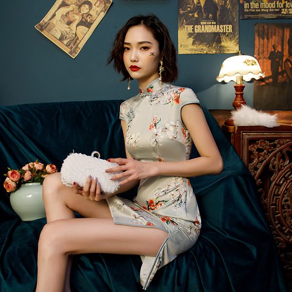 chinese style short qipao slim ladies print satin cheongsam summer formal dress novelty national dress s-3xl, Red
chinese style short qipao slim ladies print satin cheongsam summer formal dress novelty national dress s-3xl, Red