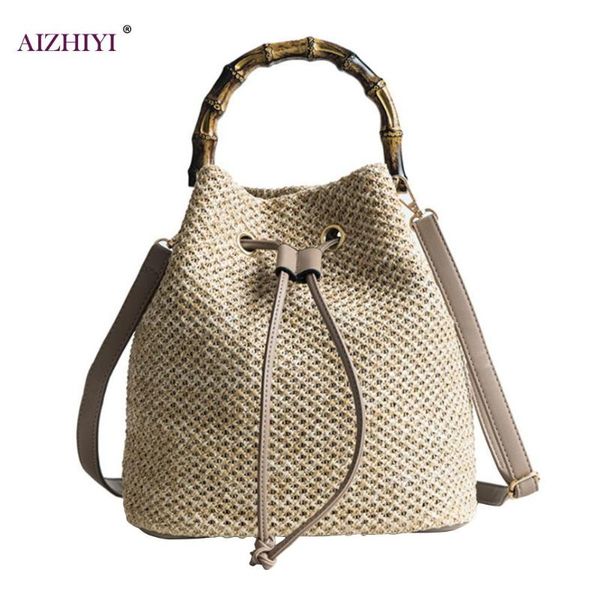 simple women bucket shoulder crossbody bag straw female summer beach holiday travel messenger handbags