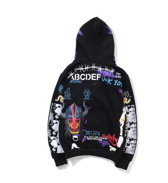 19fw fashion stylist popular logo brand women/men graffiti demon printing hooded sweatshirts hip hop punk style loose skateboard hoodies, Black 
19fw fashion stylist popular logo brand women/men graffiti demon printing hooded sweatshirts hip hop punk style loose skateboard hoodies, Black