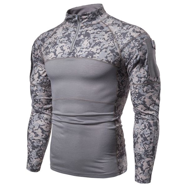 high stretch tight camo tactical shirt army fan long sleeve training clothes combat t shirt outdoor hiking sports, Gray;blue
high stretch tight camo tactical shirt army fan long sleeve training clothes combat t shirt outdoor hiking sports, Gray;blue