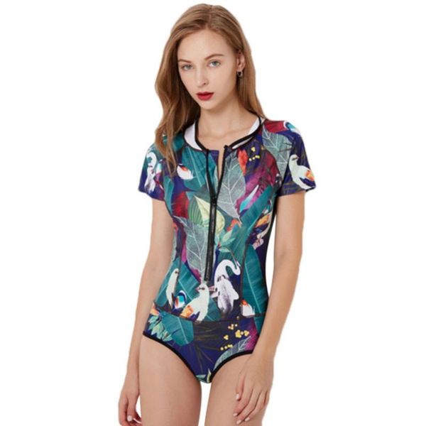 one piece swimsuit women rashguard short sleeve swimwear print floral front zipper surf rash guard
one piece swimsuit women rashguard short sleeve swimwear print floral front zipper surf rash guard