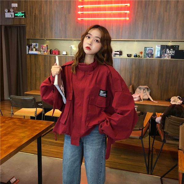 women's spring autumn new wild korean loose jacket women's retro letter stickers design hong kong students coat ml065, Black;brown
women's spring autumn new wild korean loose jacket women's retro letter stickers design hong kong students coat ml065, Black;brown