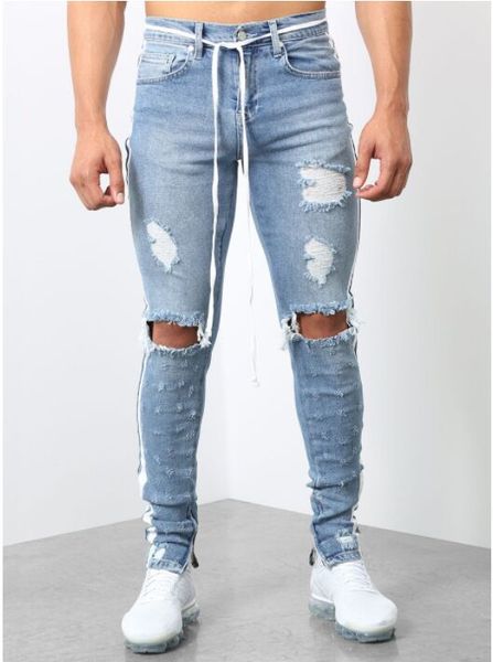 2020 new skinny motorcycle jeans foot zip webbing jeans men hand-worn l0026, Blue
2020 new skinny motorcycle jeans foot zip webbing jeans men hand-worn l0026, Blue