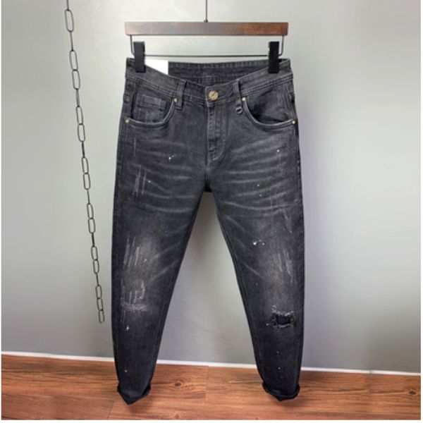 black street snap hole style icons splash-ink cowboy pants have lined with straight, Blue
black street snap hole style icons splash-ink cowboy pants have lined with straight, Blue