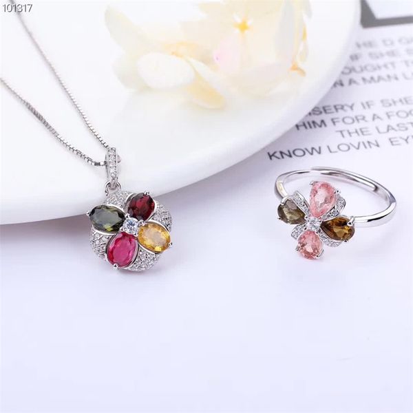 gemstone jewellery factory wholesale new fashion flower design 925 sterling silver natural tourmaline crystal jewelry set women, Black
gemstone jewellery factory wholesale new fashion flower design 925 sterling silver natural tourmaline crystal jewelry set women, Black