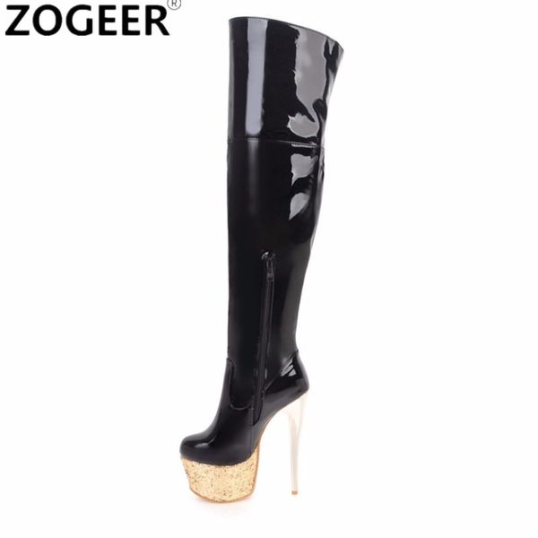 plus size 48 fetish dance nightclub boots women 16cm extreme high heels platform over knee thigh high boots red white shoes, Black
plus size 48 fetish dance nightclub boots women 16cm extreme high heels platform over knee thigh high boots red white shoes, Black