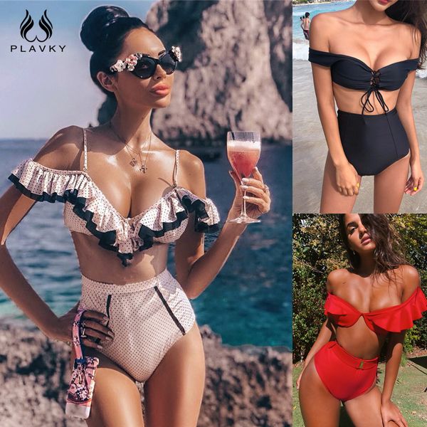 2020 female retro biquini bandeau lace ruffle off shoulder high waist swimsuit women bikini swimwear swim bathing suit, White;black
2020 female retro biquini bandeau lace ruffle off shoulder high waist swimsuit women bikini swimwear swim bathing suit, White;black