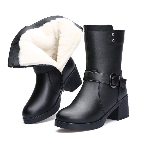 2019 winter comfort warm thick wool snow boots real leather boots thick with high heels shoes middle women, Black
2019 winter comfort warm thick wool snow boots real leather boots thick with high heels shoes middle women, Black