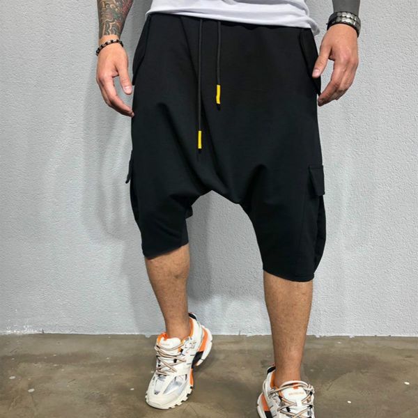 2020 men's hip-hop trend pants european and american loose solid color street shorts men's sports casual harlan cropped pants, White;black
2020 men's hip-hop trend pants european and american loose solid color street shorts men's sports casual harlan cropped pants, White;black