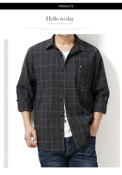 2020 new casual designer shirt men's long-sleeved brushed plaid shirt autumn loose plus fat size, White;black
2020 new casual designer shirt men's long-sleeved brushed plaid shirt autumn loose plus fat size, White;black