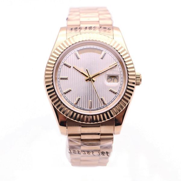 classic mens automatic movement sports watch 18k gold case strap 40mm white stripes dial 316l high-quality stainless steel sapphire crystal, Slivery;brown
classic mens automatic movement sports watch 18k gold case strap 40mm white stripes dial 316l high-quality stainless steel sapphire crystal, Slivery;brown