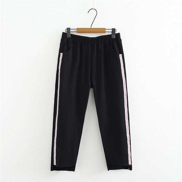s63 large size dress 2018 autumn clothing cotton side edge double article trousers irregular elastic waist capri pants m805, Red
s63 large size dress 2018 autumn clothing cotton side edge double article trousers irregular elastic waist capri pants m805, Red