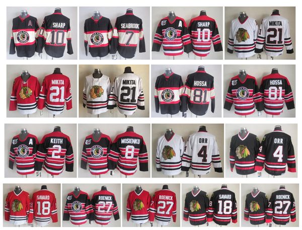 vintage chicago blackhawks jersey 4 bobby orr 7 brent seabrook 10 patrick sharp 81 marian hossa keith 21 stan mikita 8 mosienko retro hockey, Black;red
vintage chicago blackhawks jersey 4 bobby orr 7 brent seabrook 10 patrick sharp 81 marian hossa keith 21 stan mikita 8 mosienko retro hockey, Black;red
