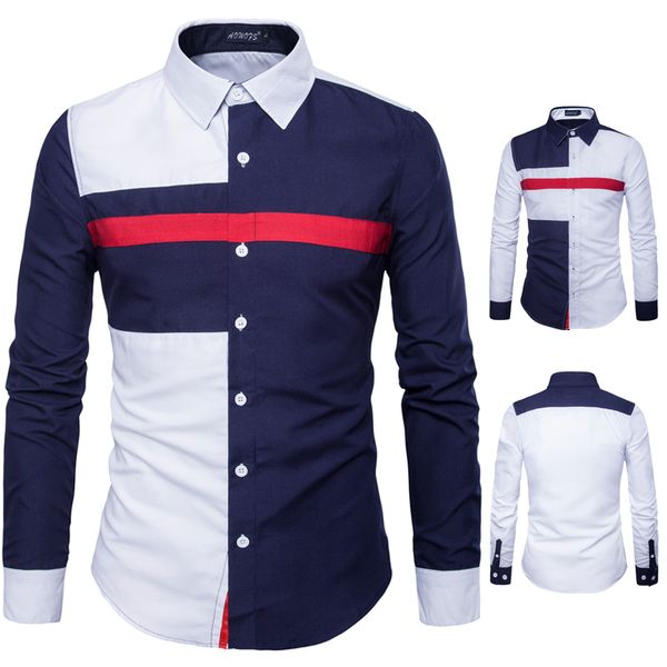 patchwork long sleeve mens shirts england style business shirt spring office wear, White;black
patchwork long sleeve mens shirts england style business shirt spring office wear, White;black