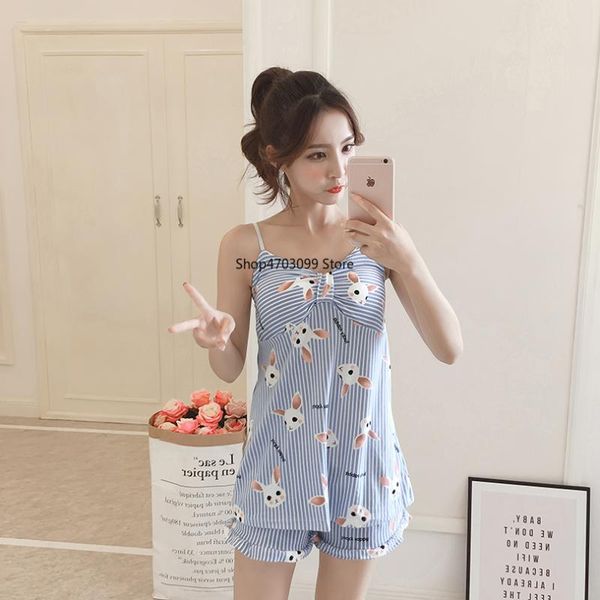 2019 summer new women pajamas suit home sleepwear shortless sleeve pyjamas with chest pad girl short pajamas pant, Blue;gray
2019 summer new women pajamas suit home sleepwear shortless sleeve pyjamas with chest pad girl short pajamas pant, Blue;gray
