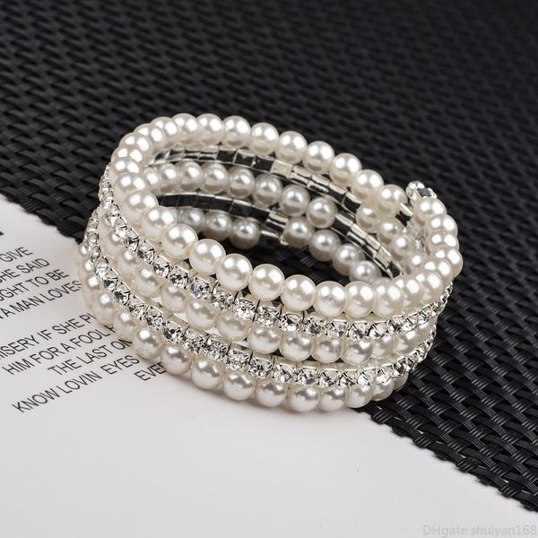 multilayer crystal rhinestones pearl bracelets statement bangles for women adjustable wristband cuff pulseras jewelry valentine's day g, Black
multilayer crystal rhinestones pearl bracelets statement bangles for women adjustable wristband cuff pulseras jewelry valentine's day g, Black
