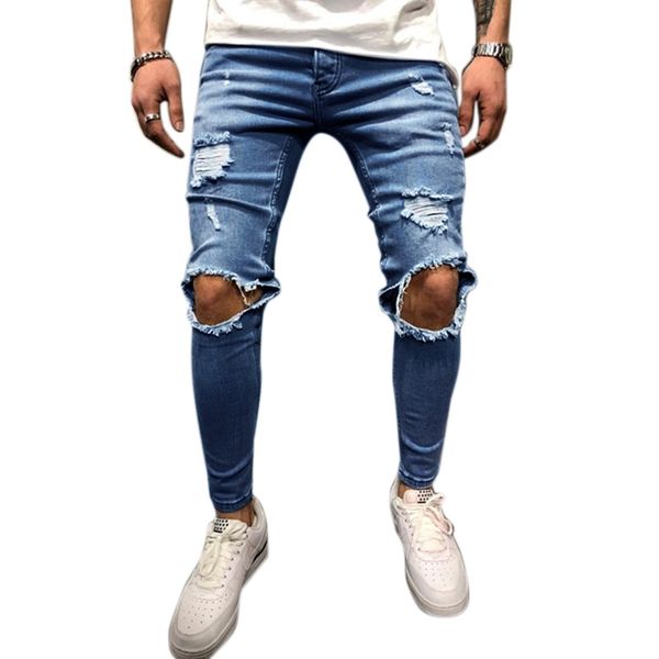 fashion streetwear men's jeans knee hole ripped jeans distressed denim skinny pants elastic men pants light blue l
fashion streetwear men's jeans knee hole ripped jeans distressed denim skinny pants elastic men pants light blue l