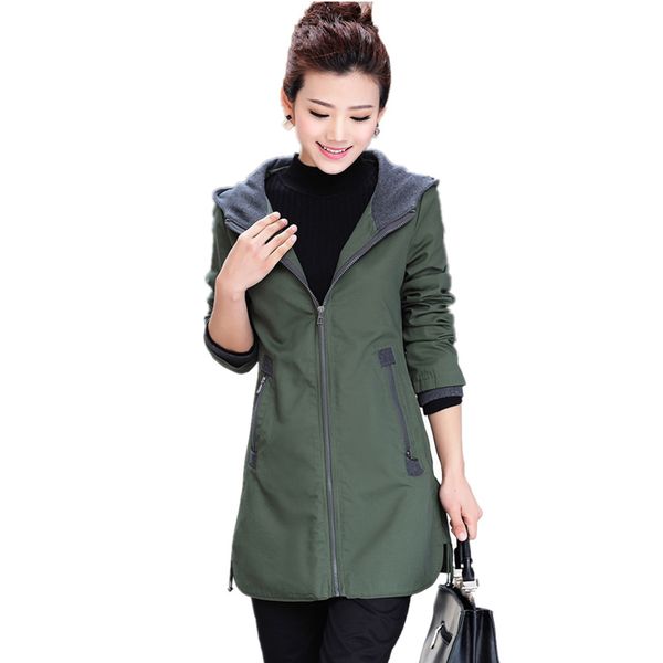 2018 new spring autumn casual plus size women's coat middle aged mother hooded slim long trench coat female outerwear c253, Tan;black
2018 new spring autumn casual plus size women's coat middle aged mother hooded slim long trench coat female outerwear c253, Tan;black