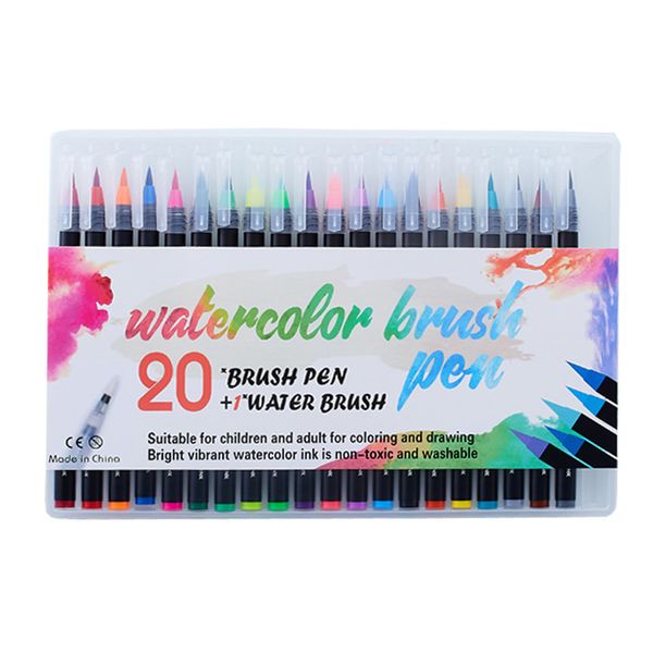 20 Colors Brush Pens School Art Supplies Markers Pens Drawing Painting Permanent Coloring Books Manga Calligraphy
