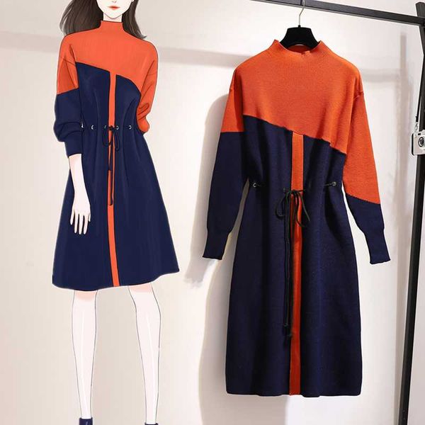 half turtleneck long sleeve knitting soft pullover 2019 autumn winter plus size patchwork contrast color lace-up sweater dress, Black;gray
half turtleneck long sleeve knitting soft pullover 2019 autumn winter plus size patchwork contrast color lace-up sweater dress, Black;gray