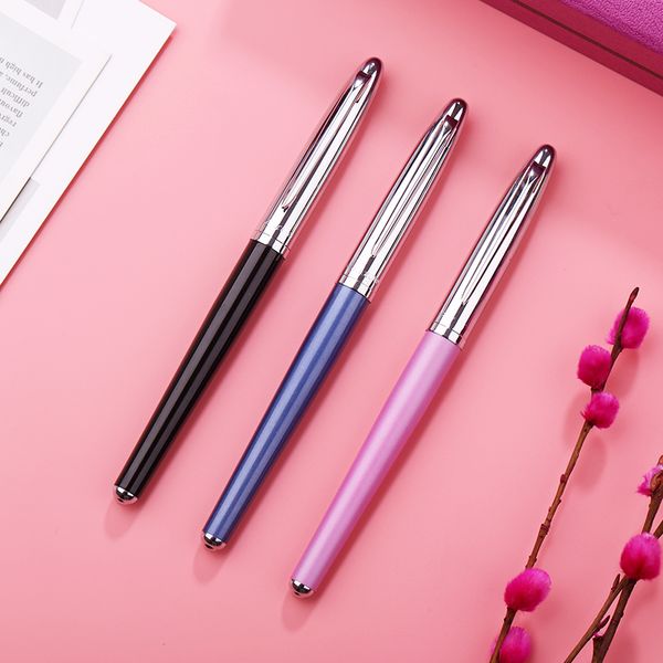 

hero fountain pens luxury 10k gold nib 0.5mm ink pens for writing metal black blue pink gift with original box