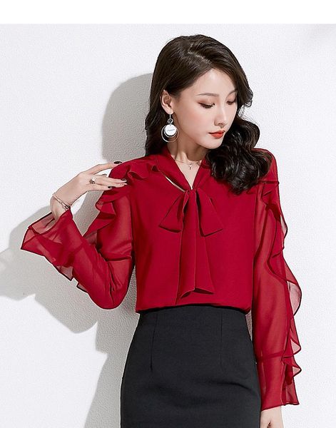 blouses shirts 2020 spring new boutique women's fashion celebrity perspective small shirt v-neck long sleeve ins bow ruffle chiffon red, White
blouses shirts 2020 spring new boutique women's fashion celebrity perspective small shirt v-neck long sleeve ins bow ruffle chiffon red, White
