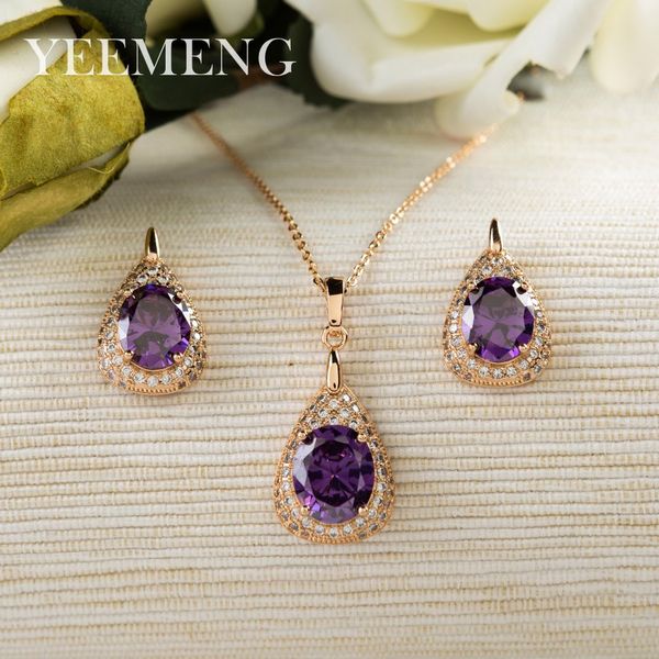yeemeng purple zircon earrings necklaces sets gold color jewelry sets for women water drop design wedding jewelry, Silver
yeemeng purple zircon earrings necklaces sets gold color jewelry sets for women water drop design wedding jewelry, Silver
