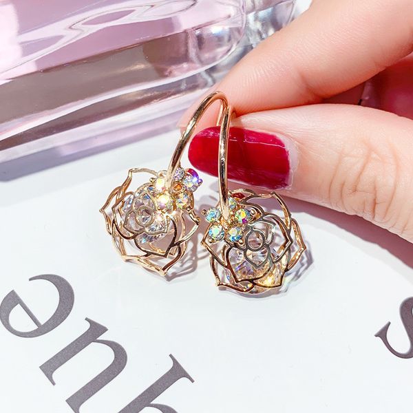 flower dangle earrings for women bijoux exquisite gold color rose crystal drop earrings jewelry gift, Silver
flower dangle earrings for women bijoux exquisite gold color rose crystal drop earrings jewelry gift, Silver