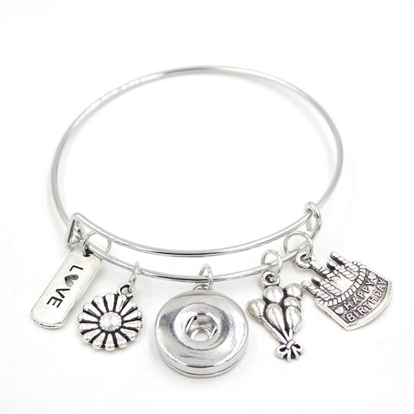 new arrival wholesale diy fashion 18mm snap jewelry happy birthday charm bracelet expandable wire bangles snap bracelet birthday birth gifts, Golden;silver
new arrival wholesale diy fashion 18mm snap jewelry happy birthday charm bracelet expandable wire bangles snap bracelet birthday birth gifts, Golden;silver
