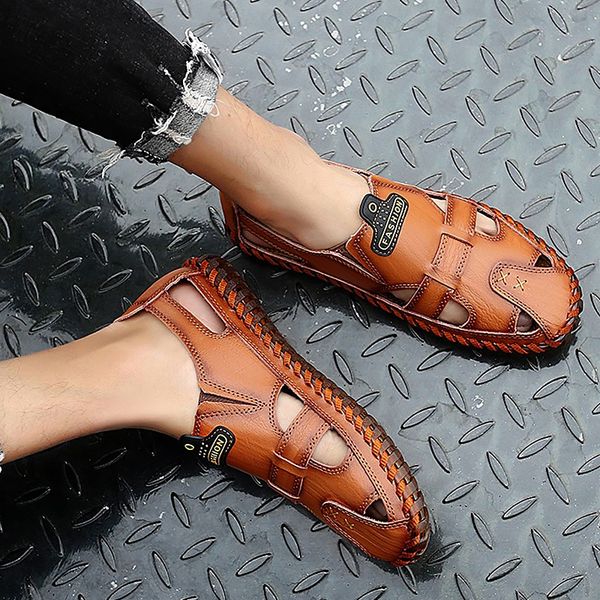 men summer sandals leather hollow plus size 55-58 slip-on soft driving shoes for men fashion sandales homme nice, Black
men summer sandals leather hollow plus size 55-58 slip-on soft driving shoes for men fashion sandales homme nice, Black